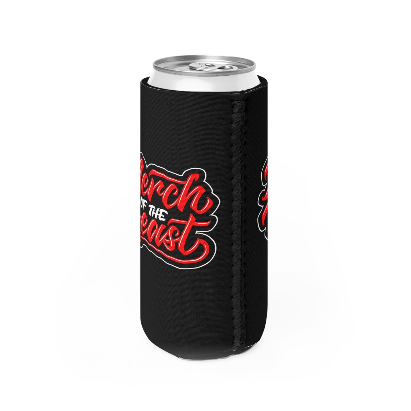 Merch of the Beast logo slim can cooler