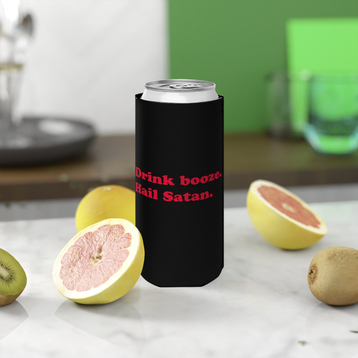 Drink Booze, Hail Satan slim can cooler