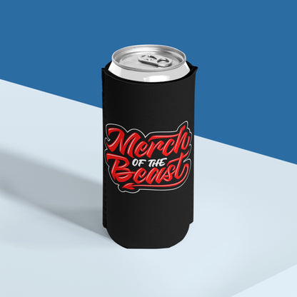 Merch of the Beast logo slim can cooler